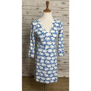 Lilly Pulitzer Tusk in Sun 3/4 length sleeve V-neck t-shirt dress Size XS